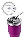 DYNAMIC SE 30oz Tumbler Double Wall Stainless Steel Vacuum Insulated Travel Mug with Splash-Proof Lid Metal Straw and Brush (Fuchsia)