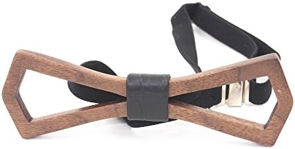 KOOWI Creative Handcrafted Men's Wooden Bow Tie Handmade Wood Necktie for Wedding or Daily Wear