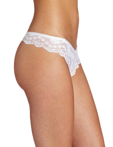 Felina Women's Lace Appeal Low Rise Thong Panty, White, Large - Thumbnail 2