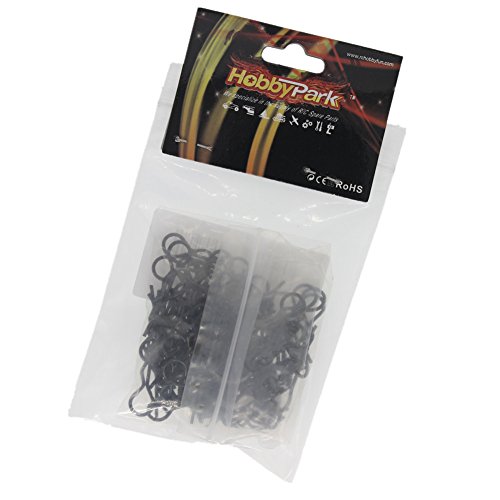 100-Pack RC 1/10 Body Clips Pins Bend Post Black Remote Control Car Parts Truck Buggy Shell Hobbypark