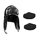 ApudArmis Winter Trooper Trapper Ski Hat Ushanka with Two Windproof Mask, Unisex, Black Winter Hat, One Size