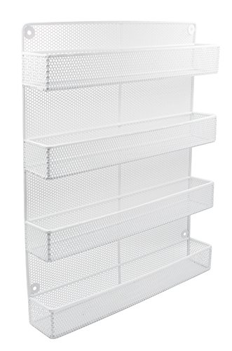ESYLIFE 4 Tier Wall Mount Spice Rack Organizer Large Kitchen Spice Storage Shelf, White - Thumbnail 4