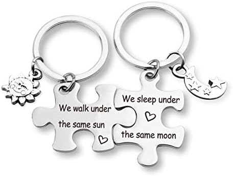 ZNTINA Long Distance Relationship Gift Puzzle Keychain Set Going Away Gift Boyfriend Girlfriend Gift LDR Keychain Set for Couples Love Friendship Gift