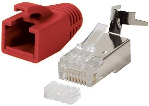 Odedo® Pack of 10 Red Crimp Connectors CAT 7, CAT 7A