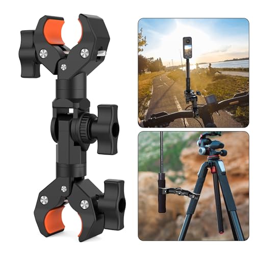 Photo 1 of Double Clamp Mount Bracket Magic Arm with 1/4" Screw Interface, Double Camera Clamp for Umbrella Clamp, Photo Studio Light Stand, Bike, Motorcycle, Pole, Cross Bars, Chair, Photography Reflector, Flag