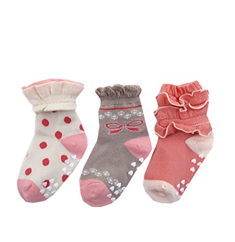 Baby Girls Non-Skid Ankle Cotton Socks with Grip For Kids Toddlers(0m-10y)