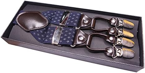 Mens Suit Suspender Heavy Duty with Clips Great Matching Bow Tie Awesome cool beauty One Size for All Stylish Trendy(Blue Dot)