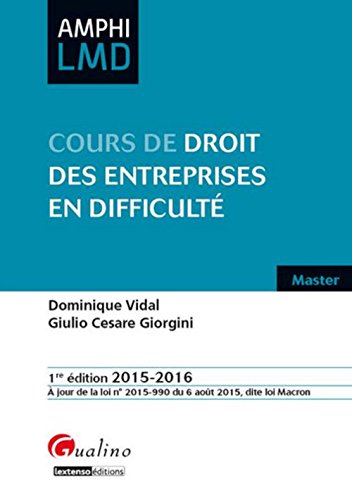 Cours de droit des entreprises en difficulté