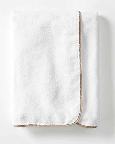 Bathroom Towel Set by Macouba: Superior Quality 600GSM White Cotton Bath Towel Set with Beige Border/Trim| Soft, Ultra Absorbent Luxury Spa/Hotel Towel Pack of 2 Bath Towels, 2 Hand, 2 Face Washcloths