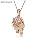 Kemstone Lovely Rose Gold Animal Pendant Necklace Long Necklace Jewelry for Women (elephant,short)