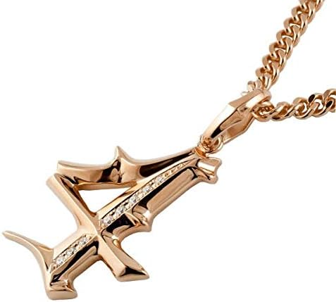 メンズ 大きい 数字 ナンバー 4 ラッキーナンバー ペンダントトップ ピンクゴールド 18金 ダイヤモンド ネックレスチェーン無し