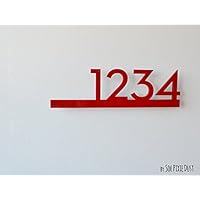 Modern House Numbers - Red with Black Acrylic - Contemporary Home Address - Sign Plaque - Door Number