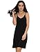 GYS Women's Bamboo Viscose Full Slips for Under Dresses Soft Adjustable Spaghetti Straps Cami Slip Dress, Black, X-Large