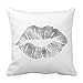 Emvency Throw Pillow Cover Beauty White Silver Gray Glitter Kiss Lips Makeup Center Decorative Pillow Case Home Decor Square 16 x 16 Inch Pillowcase