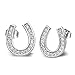 EVER FAITH 925 Sterling Silver Elegant Cubic Zirconia Lucky Horseshoe Stud Earrings for Women