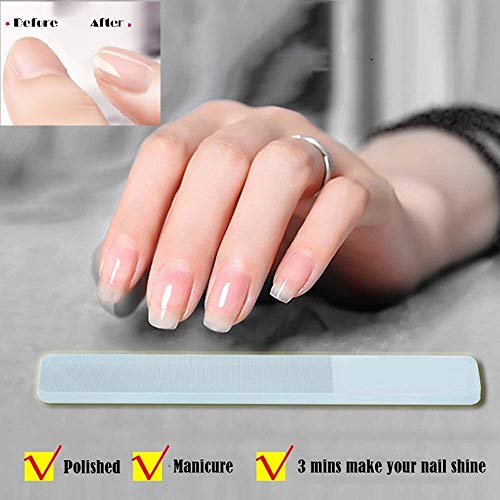 Upgrade Nano Glass Nail File 5 Packs Manicure Tools Kit Tempered Glass Shiner, 4 Crystal Nail Files Nail Buffers Polisher for Natural Nails & 1 Triangle Cuticle Nail Pusher Peeler Scraper