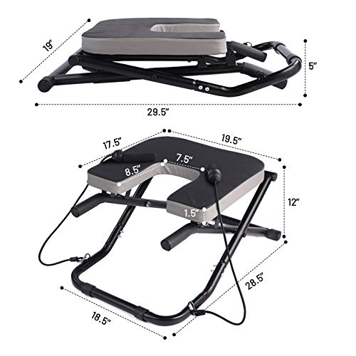 TOPKIN Yoga Headstand Bench, Folding Yoga Chair with Resistance Bands