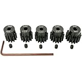 32P Hardened Pinion Gear Set 1/8 inch Hole 12T 13T 14T 15T 16T with Hex Key (Compatible with 0.8 Metric Pitch)