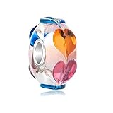 Vine Flower Glass Charm - 925 Sterling Silver Core - Fits European Bracelet