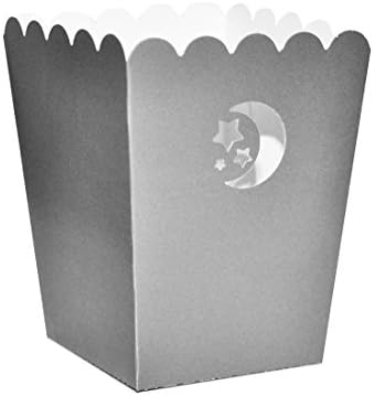 Zaffron Eid Crescent Moon Party Mini Favor and Treat Box Cups 10 Pack (Silver)