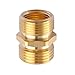 LitOrange (2 Pack Lead-Free Brass Garden Hose to Pipe NPT Fitting Connect, Green Thumb Quick Swivel Connector Adapter,Double Male Thread Size GHT 3/4