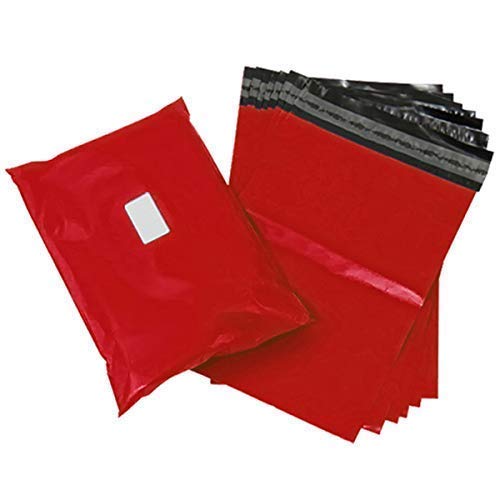 Red Strong Tough Mailing Bags - Sticky Self Seal Flap - Poly Plastic Polythene for Postal Postage Packaging Courier Mail Pouch Sacks - Premium Quality (25, 17X24" (425x600mm))