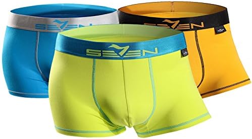 Seven Mens High Elastic Casual Sexy Comfortable 3 Pack Colorful Boxers Underwear (L, Boxers Set-4)