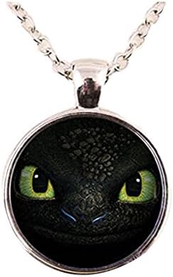 Glass Dome Pendant Necklace dragon trainer toothless face pendant necklace