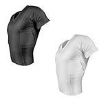 ConcealmentClothes Men's V-Neck Undercover- Concealed Carry Holster Shirt-2 Pack- Black & White- XX-Large