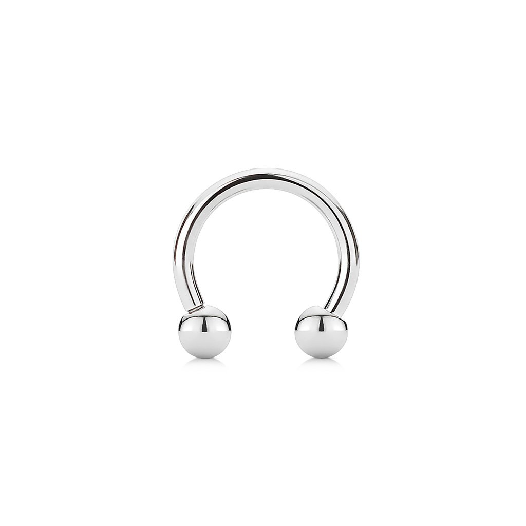 PiercedOff 316L Surgical Steel Horseshoe Barbell with externally threaded balls - Bar Thickness 18GA (1mm) / Bar Diameter 10mm / Ball Size 3mm