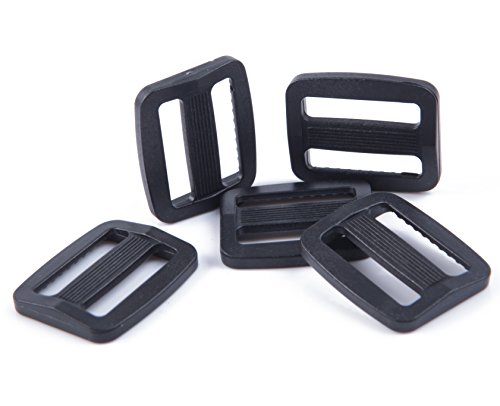 Shapenty 50PCS Black Plastic Tri-glide Slides Button Bulk Adjustable Webbing Triglides Slider Buckle for Belt Backpack and Bags (Black, 0.75 Inch)