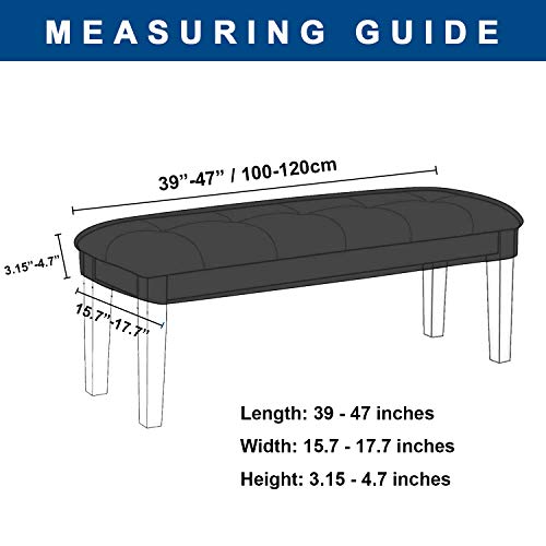 WOMACO Dining Room Bench Covers Stretch Spandex Upholstered Bench Seat Cushion Slipcovers for Kitchen Dining Bench Seat Protector (Black, Medium) - Thumbnail 5
