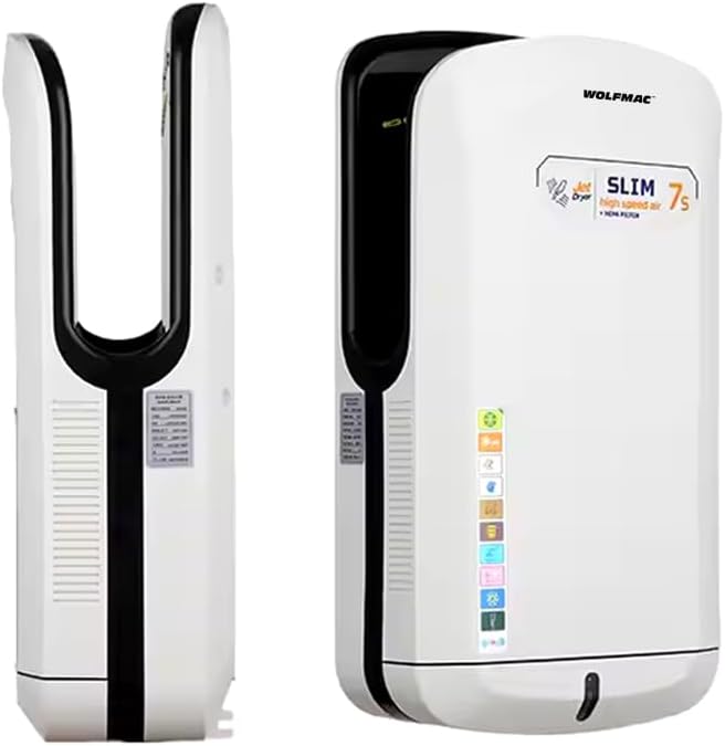 WOLFMAC Commercial Air Blade Jet Hand Dryer Brushless HEPA Filter 7-10s Drying