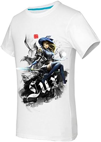 2016 Men's Brand new T-Shirt League of Legends T-Shirt LOL Short Sleeved Cotton Mat Comes in 15 Patterns Black and White (XXL, Lux)