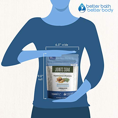 Joints Soak Bath Salt 32 Ounces Epsom Salt with Rosemary, Frankincense and Peppermint Essential Oils Plus Vitamin C and All Natural Ingredients BPA Free Pouch With Easy Press-Lock Seal