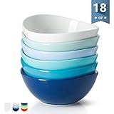 Sweese 1122 Porcelain Bowls - 18 Ounce for Cereal, Salad, Dessert - Set of 6, Cold Assorted Colors