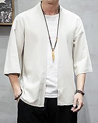 Men's Japanese Kimono Cardigan Loose Cotton Linen