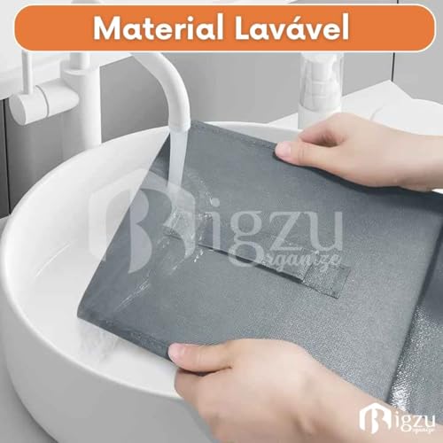 Kit C/2 Organizadores de Roupas C/7 Divisórias de Poliéster com Alças | Respirável, Dobrável, Lavável - Ideal para Guarda-Roupas, Closet, Gavetas | Marca Bigzu®