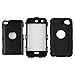 Black Hard/Black Skin Hybrid Case Cover Compatible with Apple iPod Touch 4G, 4th Generation, 4th Gen 8GB / 32GB / 64GB