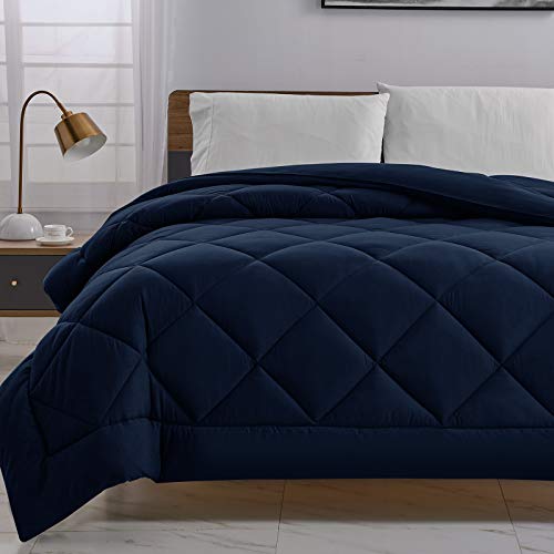 CozyLux King Hypoallergenic Comforter Navy Blue Lightweight Down