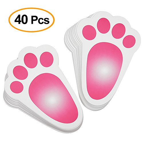 KUUQA Easter Bunny Footprint Rabbit Feet for Kids Easter Party Game Egg Hunt Game 18 x 12cm (40 Pieces)