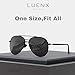 Aviator Sunglasses Mens Women Polarized Black Lens Black Metal Frame Dark 60mm with Case - UV400