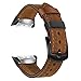 TRUMiRR Gear Fit 2 Watchband, Double Color Genuine Leather Watchband Stainless Steel Clasp Strap Sports Wristband Wrist Bracelet for Samsung Gear Fit 2 SM-R360 / Fit2 Pro SM-R365 Smartwatch
