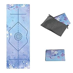 PIDO Gedrukte reis-yogamat, 2019, bijgewerkte versie, eco-suède rubber, lichte reisyogamat, antislip, voor yoga, studio…
