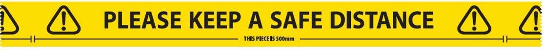 Safety Tape Social Distance Yellow Black Floor Tape 500mm wording 48mmx33m 1 meter