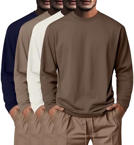 Evervibe 5 Pack Men's Big and Tall Shirts Long Sleeve V Neck Tee