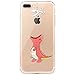 iPhone 7 Plus Case, JAHOLAN Amusing Whimsical Design Clear TPU Soft Case Rubber Silicone Skin Cover for iPhone 7 Plus 2016 Release - Red Hungry Dinosaur