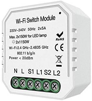 YELLAYBY Proteccin de circuitos Wi Fi Inteligente Interruptor de la luz del Interruptor de Bricolaje Smart Module VidaTuya aplicacin de Control Remoto Trabajar por Alexa Echo Inicio 2 Alturas 2