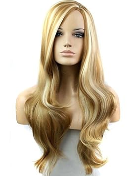 71,1 cm Blonde Hitzebeständige Kunstfaser Synthetik Long Wave weiblich Perücke