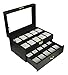Sodynee Deluxe Large 20 Mens Watch Box with Top Safeguarded Lock, Watch Display Case Organizer,Black